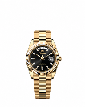 Gold-tone - Black Dial - Baguette Markers