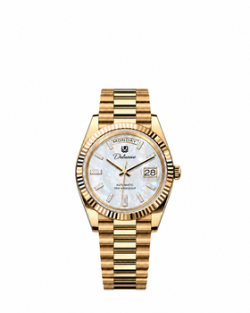 Gold-tone - White Dial - Baguette Markers