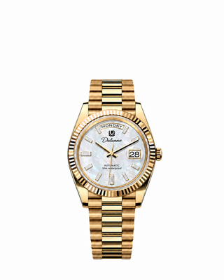 DAY DATE — Gold-tone - White Dial - Baguette Markers