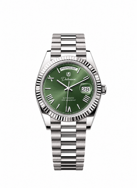 Silver-tone - Green Dial - Roman Numerals